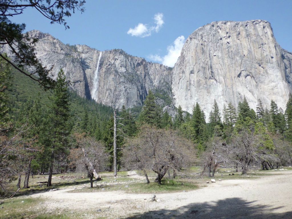 View of Ribbon Falls and El Capitan upon driving into the valley: