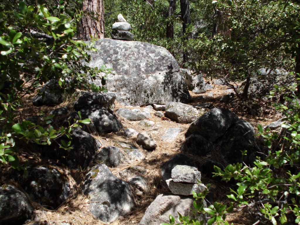 Notice that cairns are plentiful to help skilled cross-country hikers to stay on the trail.  Two sets can be seen here: