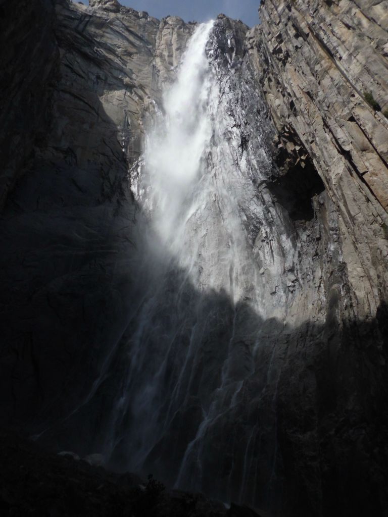 Once past the trees, a full view of Ribbon Fall's 1,612 foot drop can be seen: