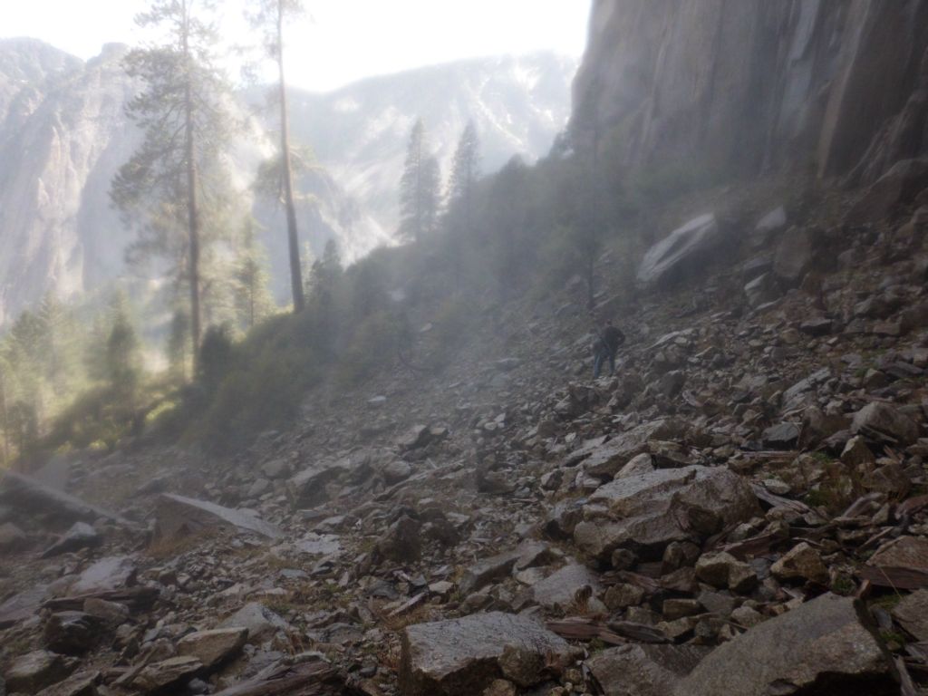 This picture shows how much mist was blowing across the area of the wet rocks near the base: