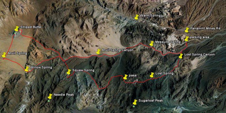 Anvil Springs backpacking map