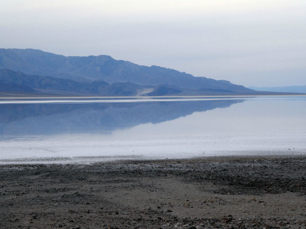 Visible here are the shoreline, shallows, and deeper waters of Lake Manly: