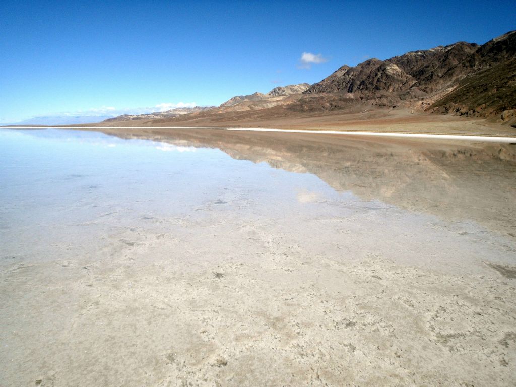 Taking a look at the surrounding terrain, we could see that Lake Manly extended a good distance out across the salt flats: