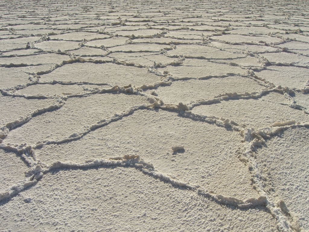 A short time later, the terrain changed again and the salt was smooth.  But it was split into sections by small salt dividers: