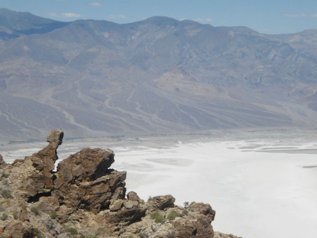 Looking past some interesting rock formations down into Badwater: