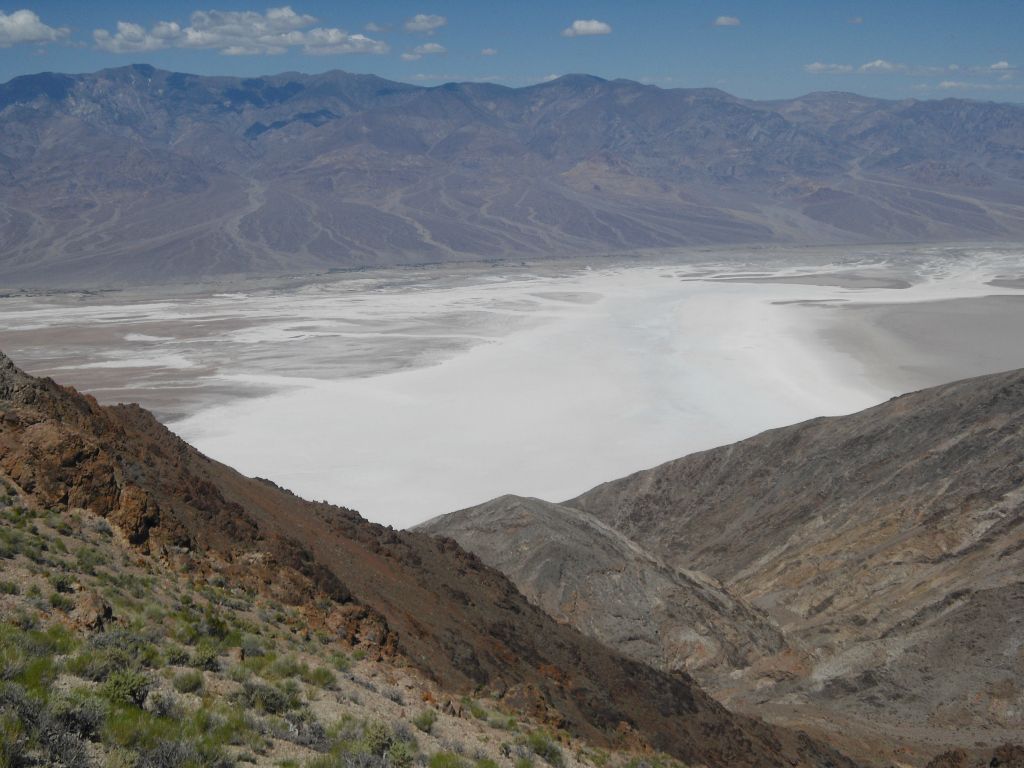 View down Bad Canyon toward Badwater.  The small bump seen in the middle of the picture is the minor peak just above the Hades Fault: