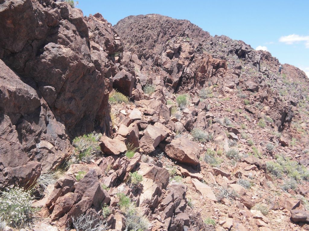 As you can see, the terrain changes on the Hogback Section.  But it's not as difficult as it looks here.  A hiker can be seen in the upper right hand corner: