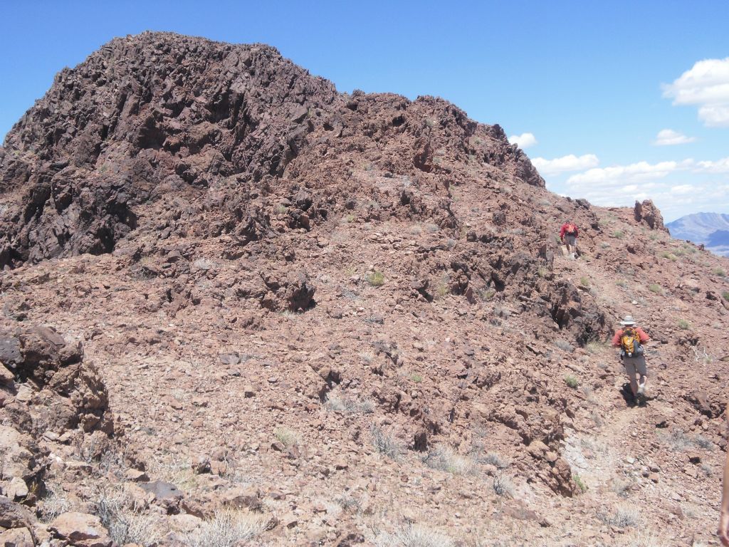 Dan and Patrick pushing on through the Hogback Section, which contains large rock outcroppings, loose boulders, and steep terrain: