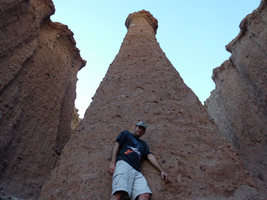 View straight up of Room Pinnacle No. 2 with Steve at the base: