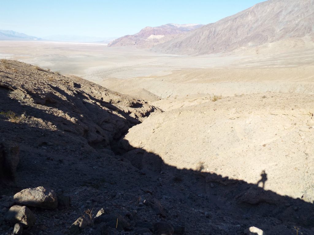 Looking down at the minor very steep drainage which forks off to the southwest near the entrance of Slot #1.  I spent some time scouting out this fork and it is basically inaccessible to hikers: