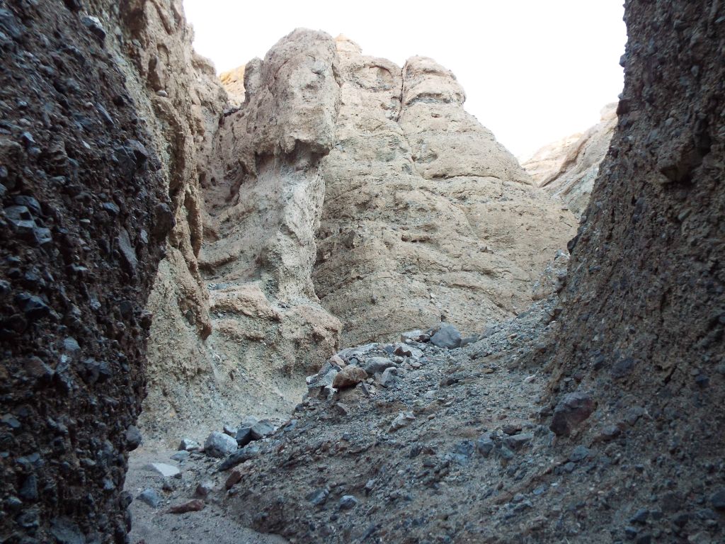Intriguing strange-looking formations rising high above the canyon: