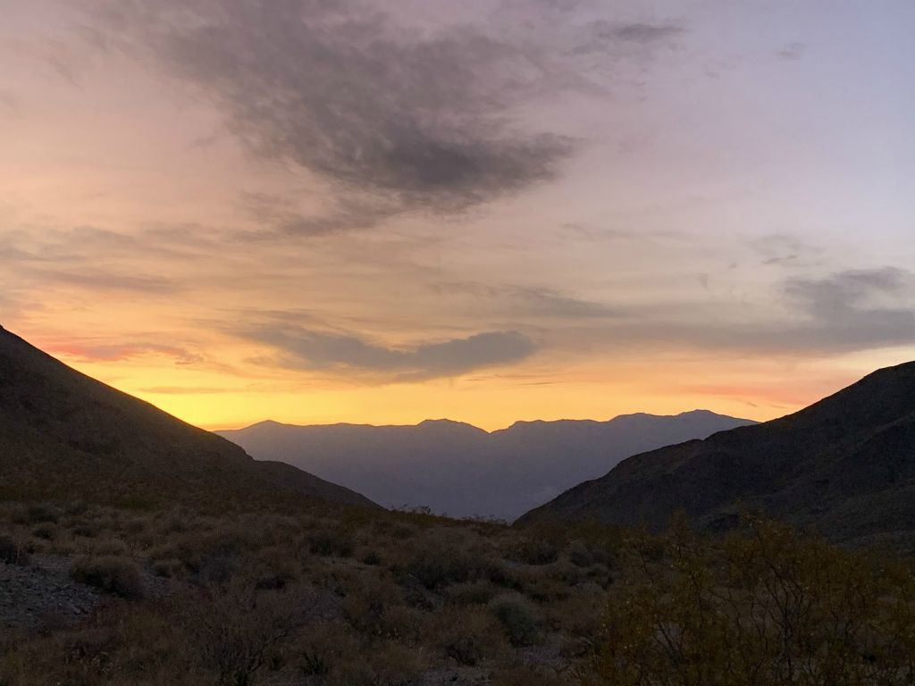 Sunset over the Panamints as seen from Upper Willow Canyon: