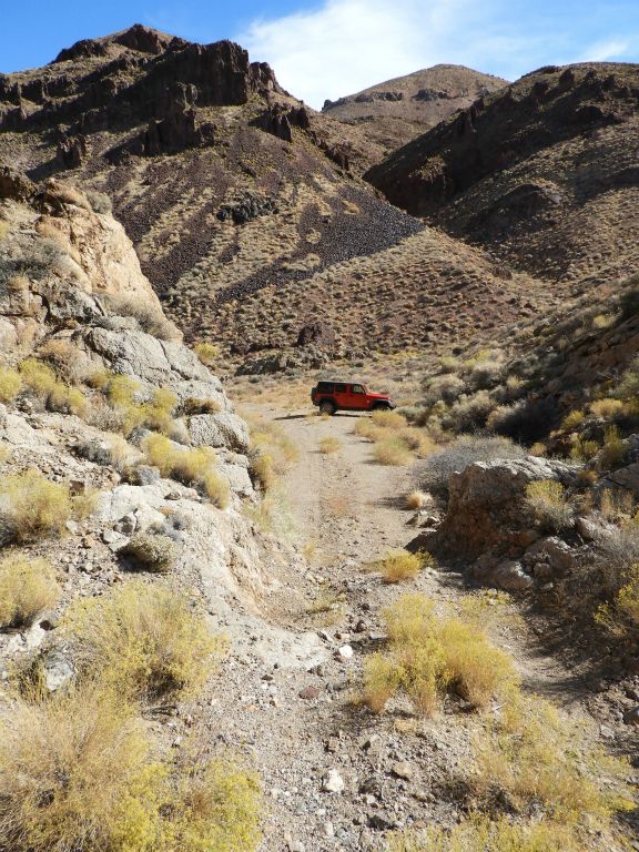 We parked about 1/4 mile before the end of the road due to the rough spot seen at the bottom of this picture: