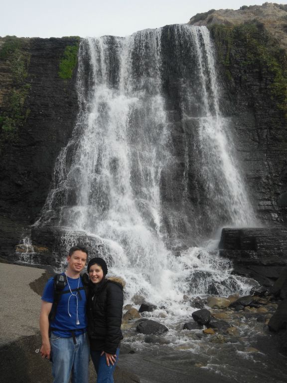 Jered and Annie getting their picture in front of Alamere Falls: