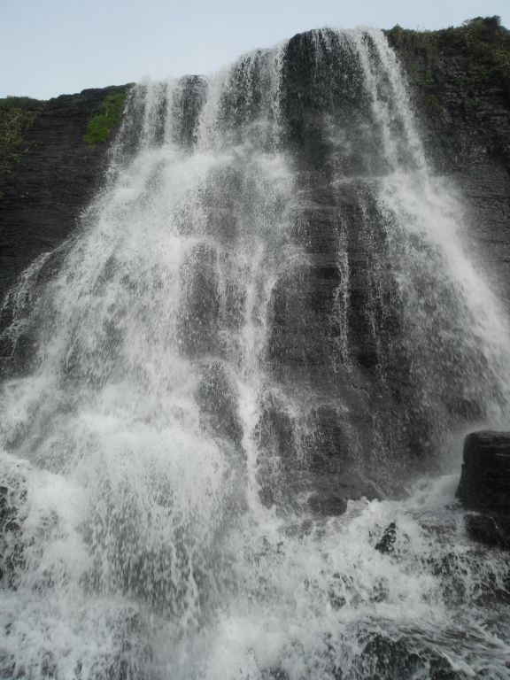 A close-up taken from directly beneath the base of the falls: