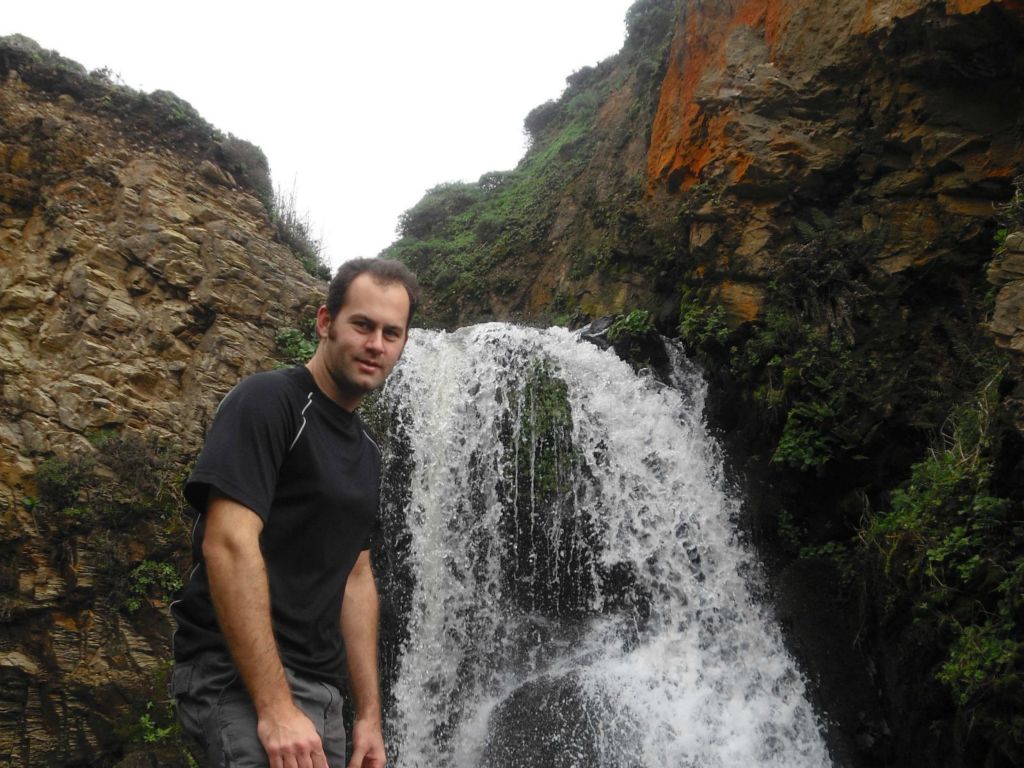 And two pictures of Steve with Upper Alamere Falls in the background: