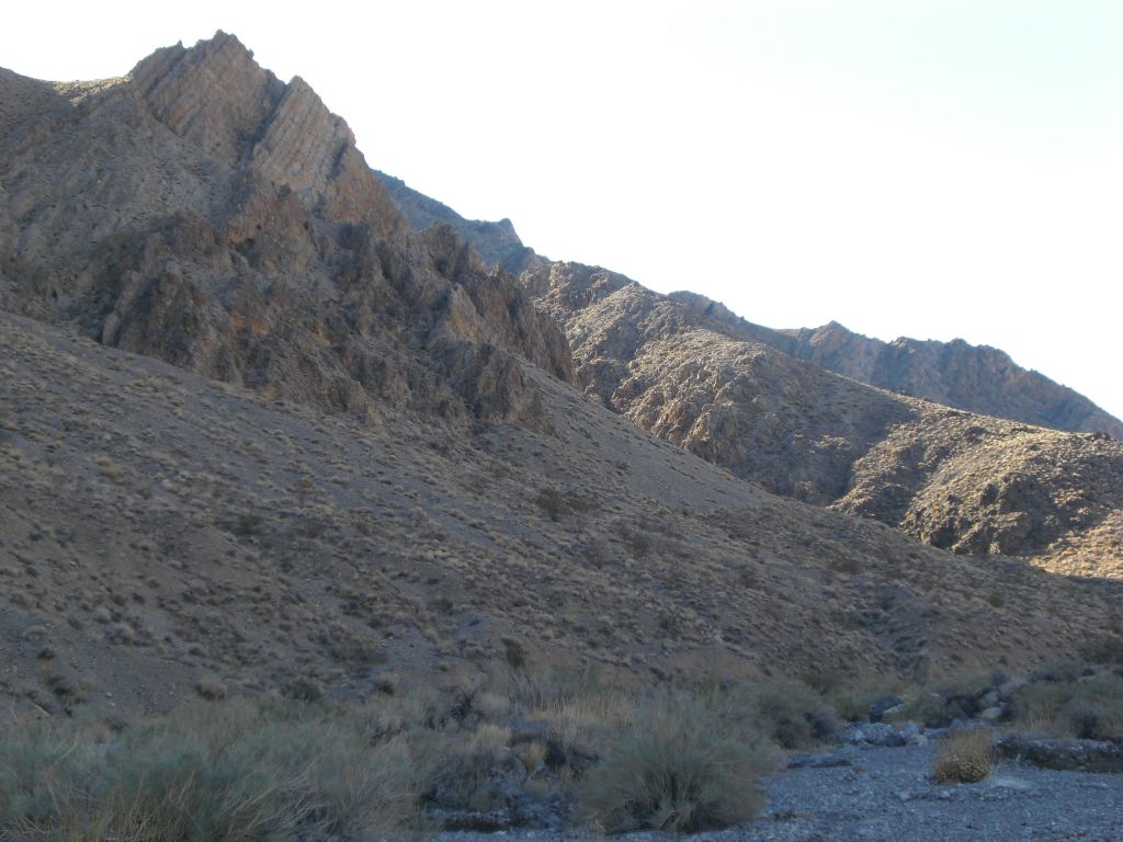 Some jagged cliffs that were off to our left while hiking up canyon: