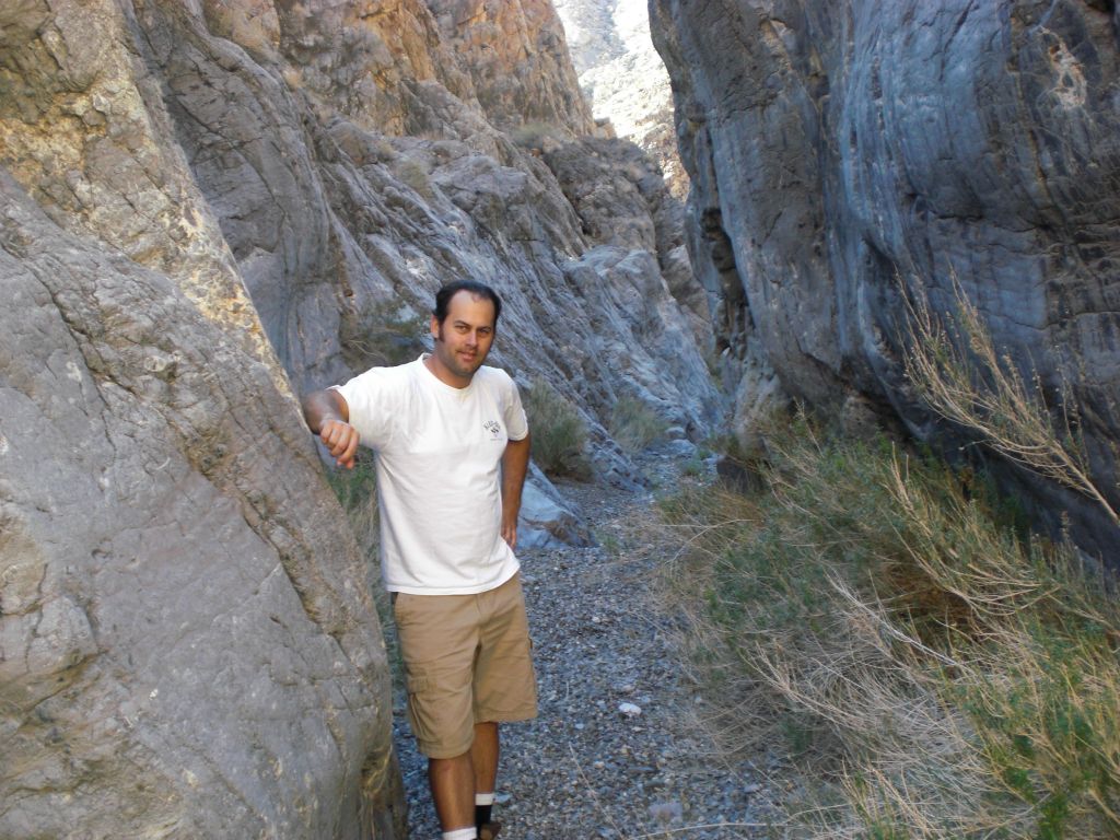Steve posing at the location where everything seems to be leaning in one direction: