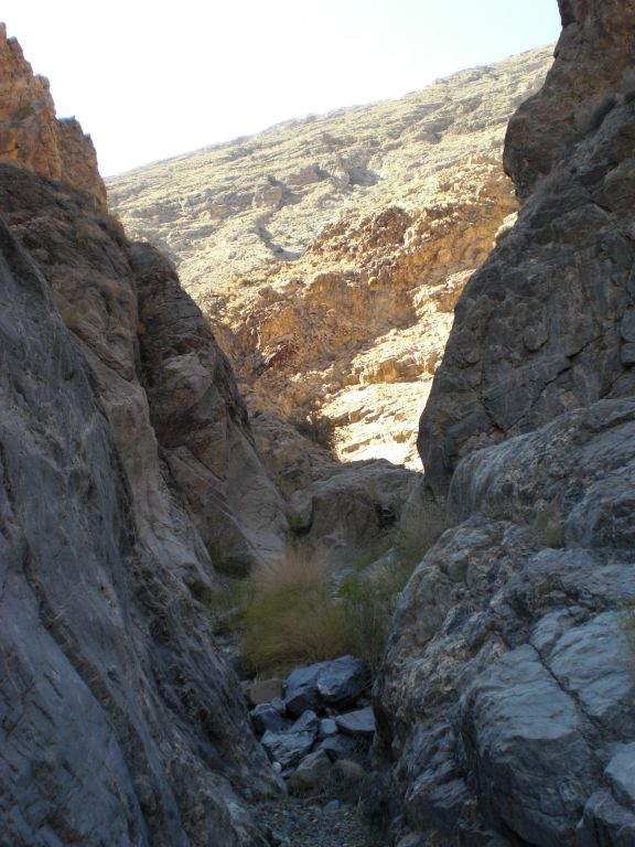 The pathway through the narrows stays small and is clogged with small boulders: