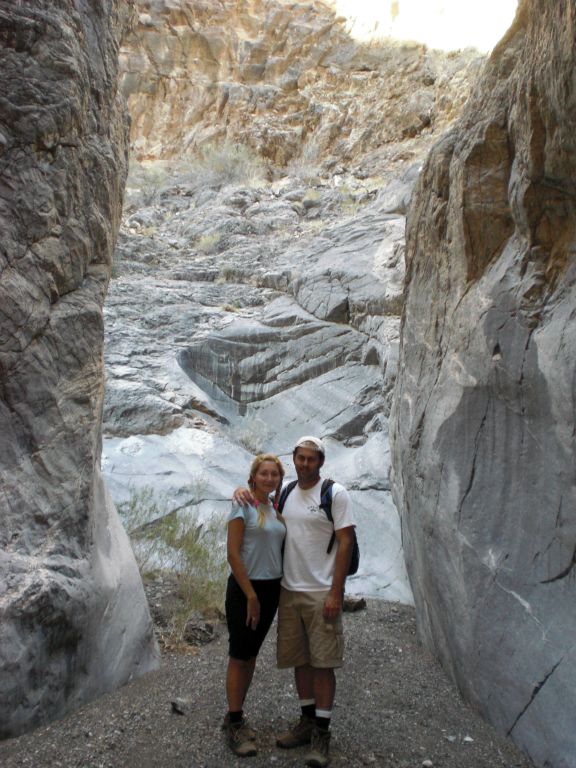 Daria and Steve in the 4th Narrows of Bighorn Gorge: