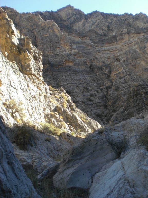 Climbing through a steep section of canyon in order to continue:
