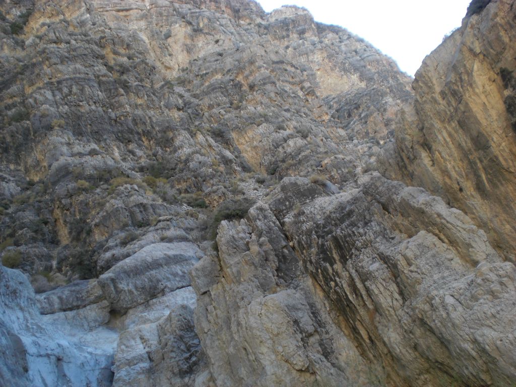Magnificent rock walls all around us in Bighorn Gorge: