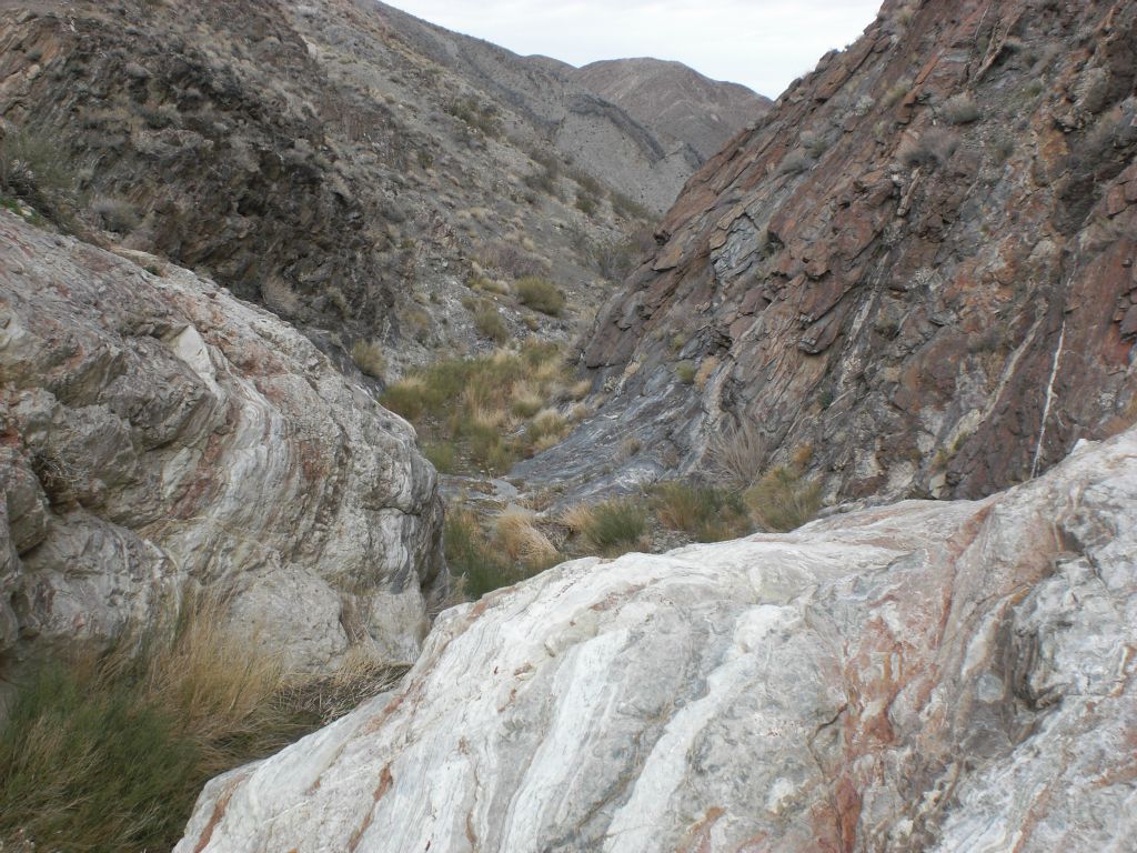 The waterfall is a bit tricky to climb either up or down.  Be patient and look for the easiest and safest route.  We took this picture looking down canyon from above the waterfall: