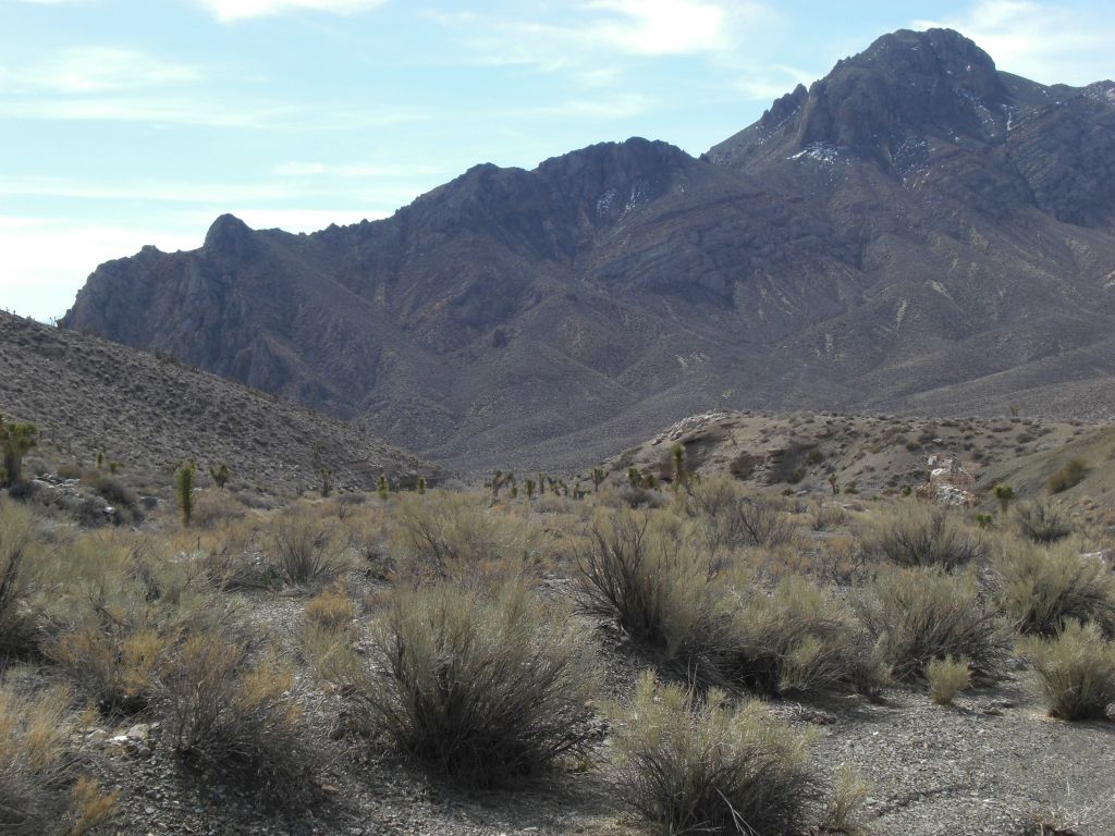 Walking down the wash towards the canyon entrance was easy hiking.  The ground was firm and there wasn't much navigating around bushes.  There was also a nice view of the face of Leaning Rock BM: