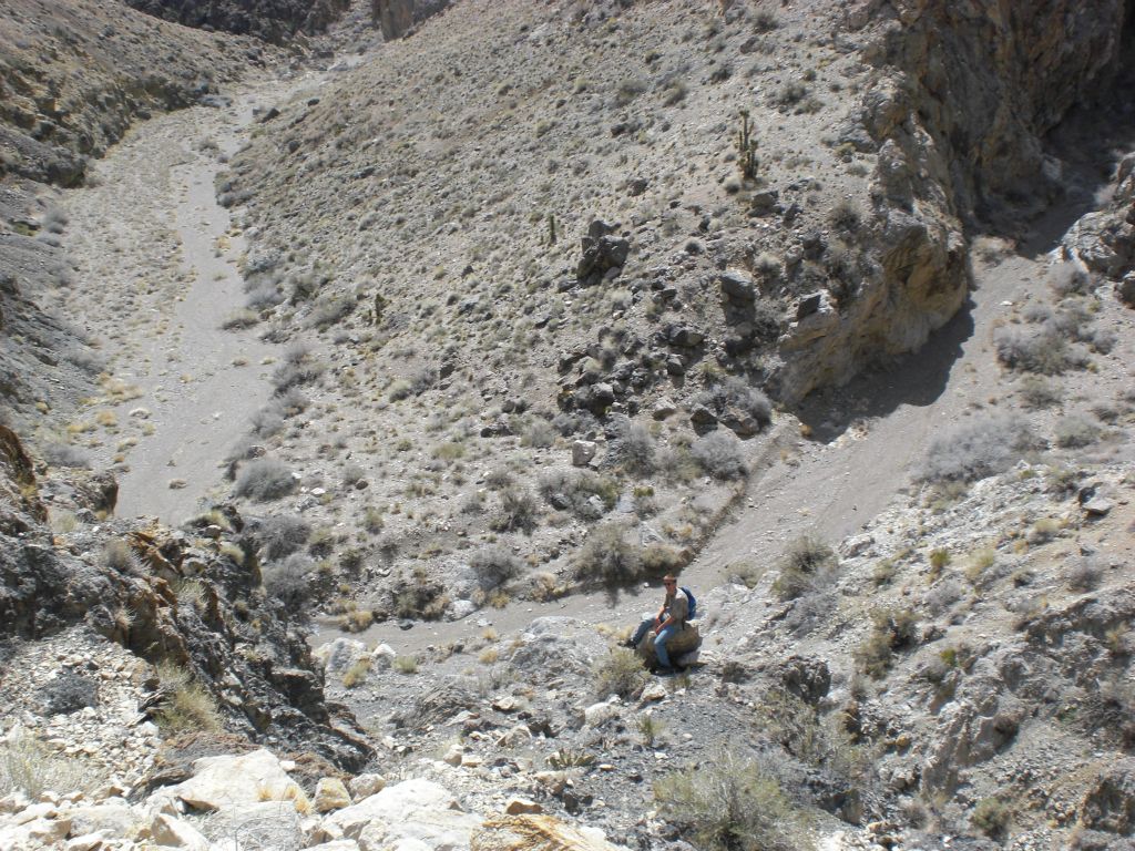A hiker below looks like he is close to the bottom of the bypass now, but the most difficult part for us started from where he is sitting.  Don't get into a comfort zone for too long on the bypass or you'll regret it: