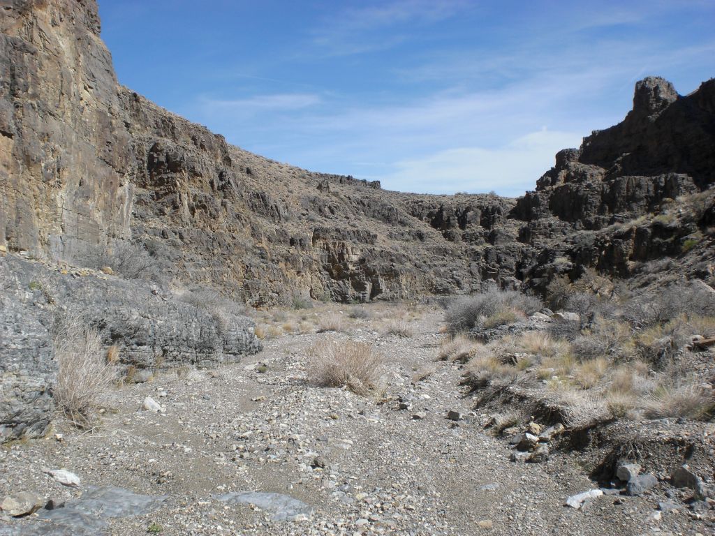 The canyon begins a long slow curve up ahead: