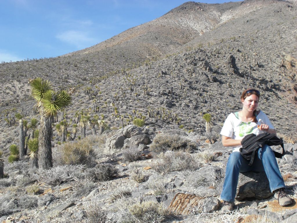 Tiffany resting at the top once we successfully completed the return to the ridge: