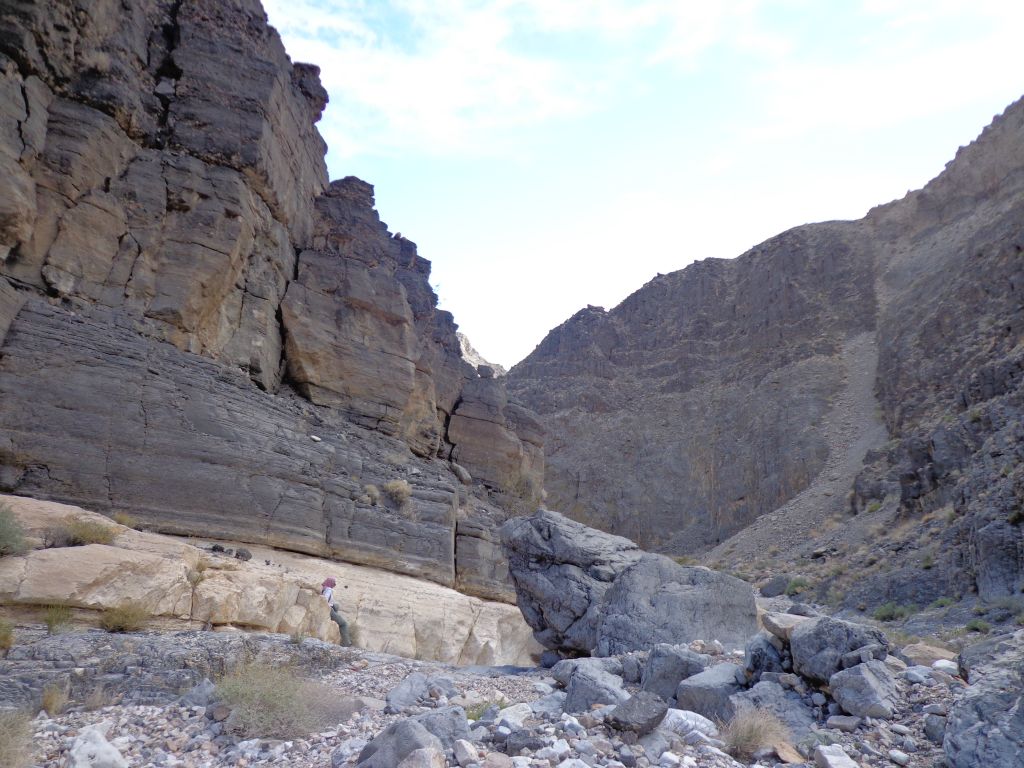 Notice the three distinct rock layers that are on display on the left side: