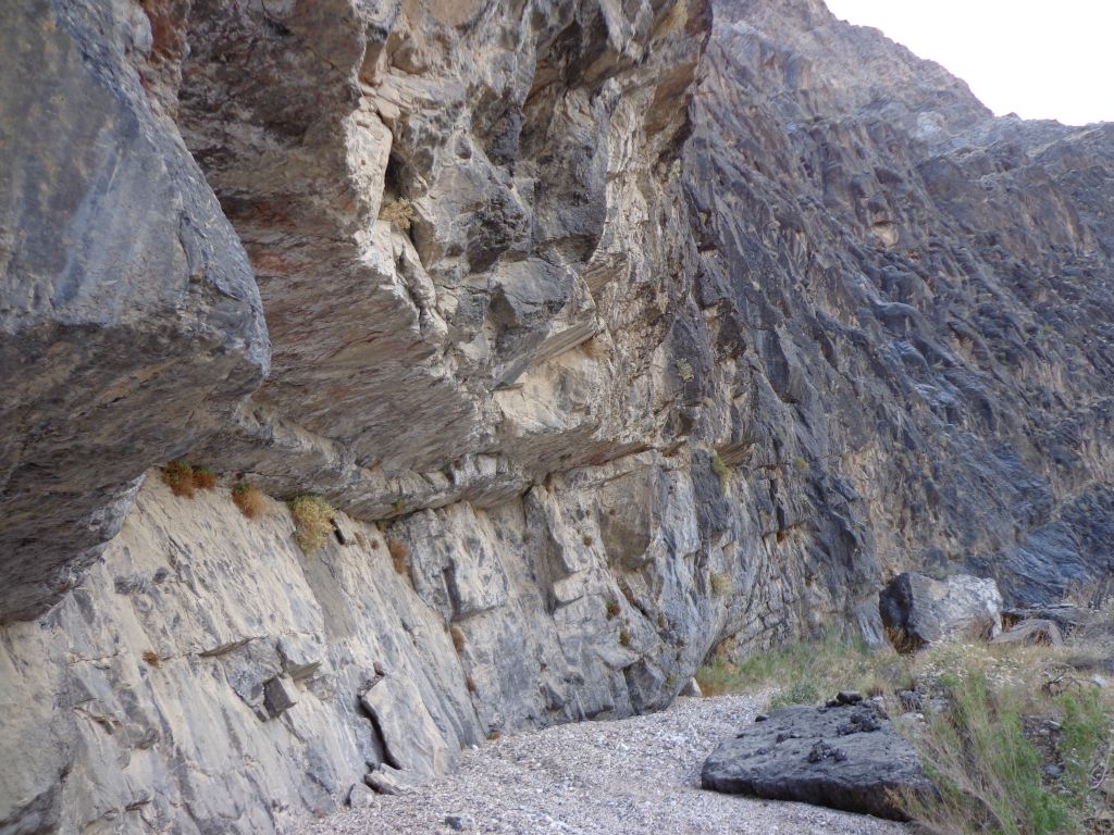 Notice how the high walls overhang the canyon floor: