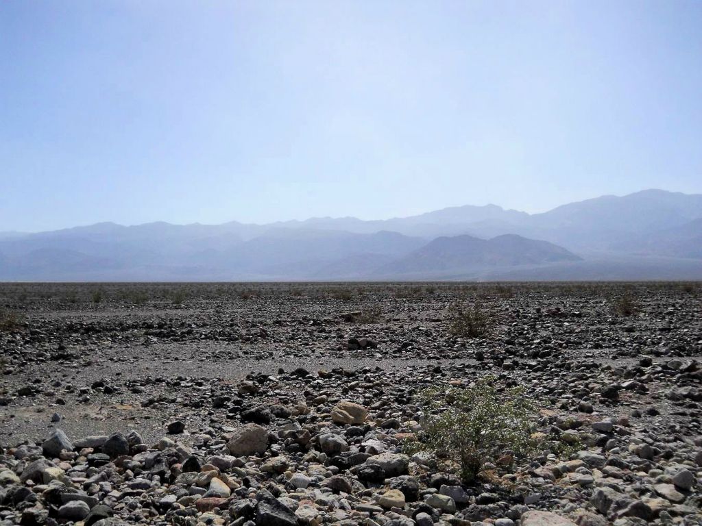 At the starting point looking straight across toward the base of the Dry Bone Fan (right side of the picture).  It was time to make the long journey across in the sweltering heat and sun: