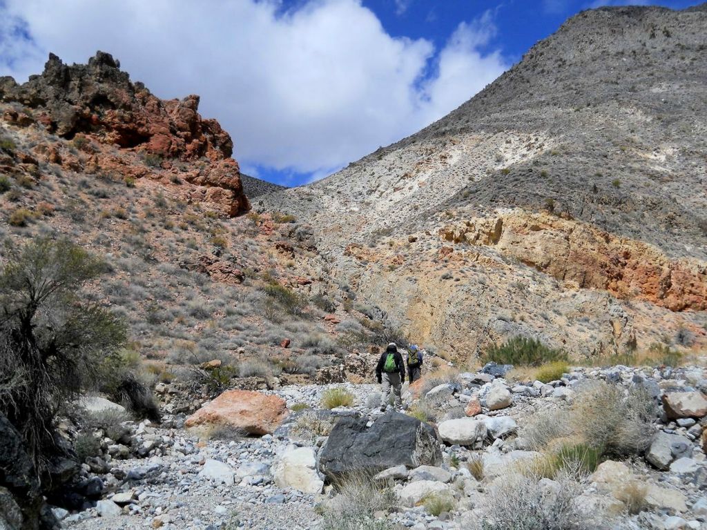 Note the unique red rock formation up on the hillside in the next two pictures: