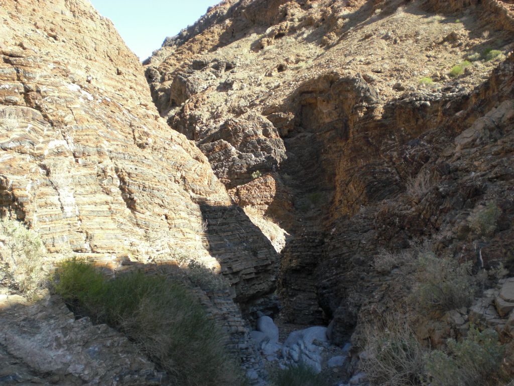 Up ahead we were entering a side canyon we would need to follow to reach our vehicle.  We could see great looking narrows up ahead which thrilled us and worried us at the same time.  If this route didn't go through, it was going to be a long way back around: