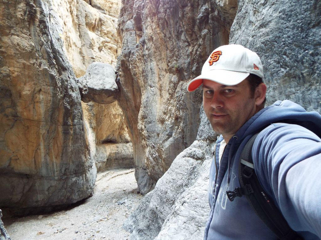 My only picture inside Lost Canyon is this self-portrait taken in the 2nd Narrows.  I couldn't find anywhere good to set the camera on a rock to get a timed photo:
