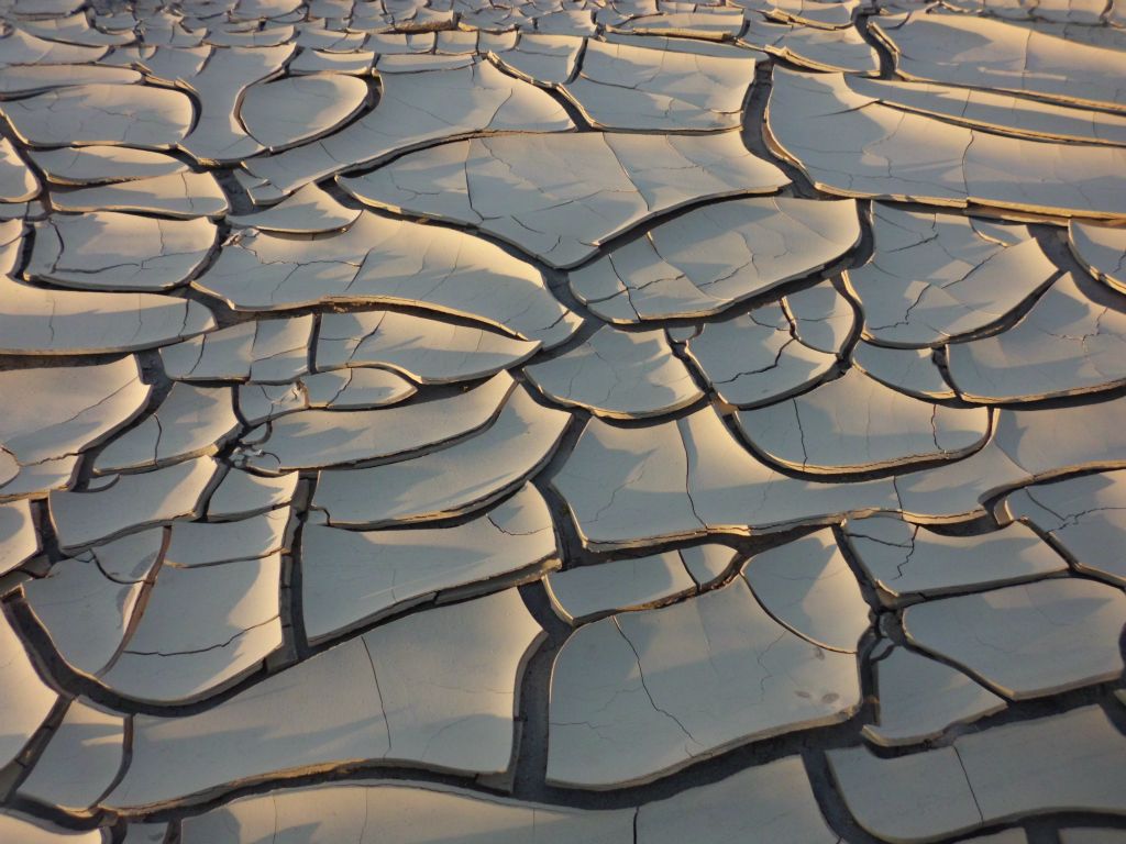 Crossing a section of dry cracked mud early on in the journey: