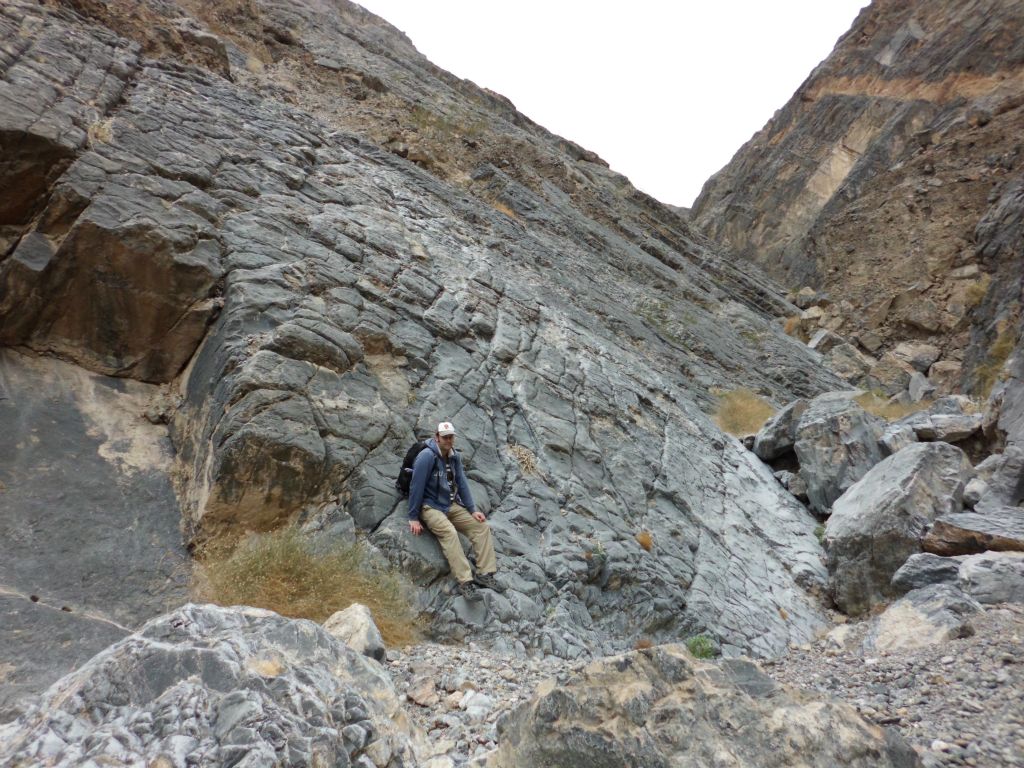 A picture of Steve near this spot.  The giant rock slab on the western wall of the canyon is the defining feature of Slab Canyon: