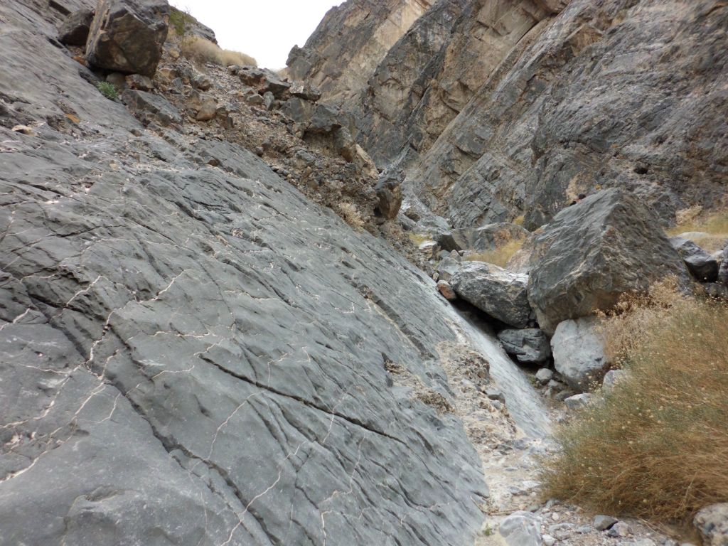 Things finally leveled off for a short distance in the canyon past the overhang: