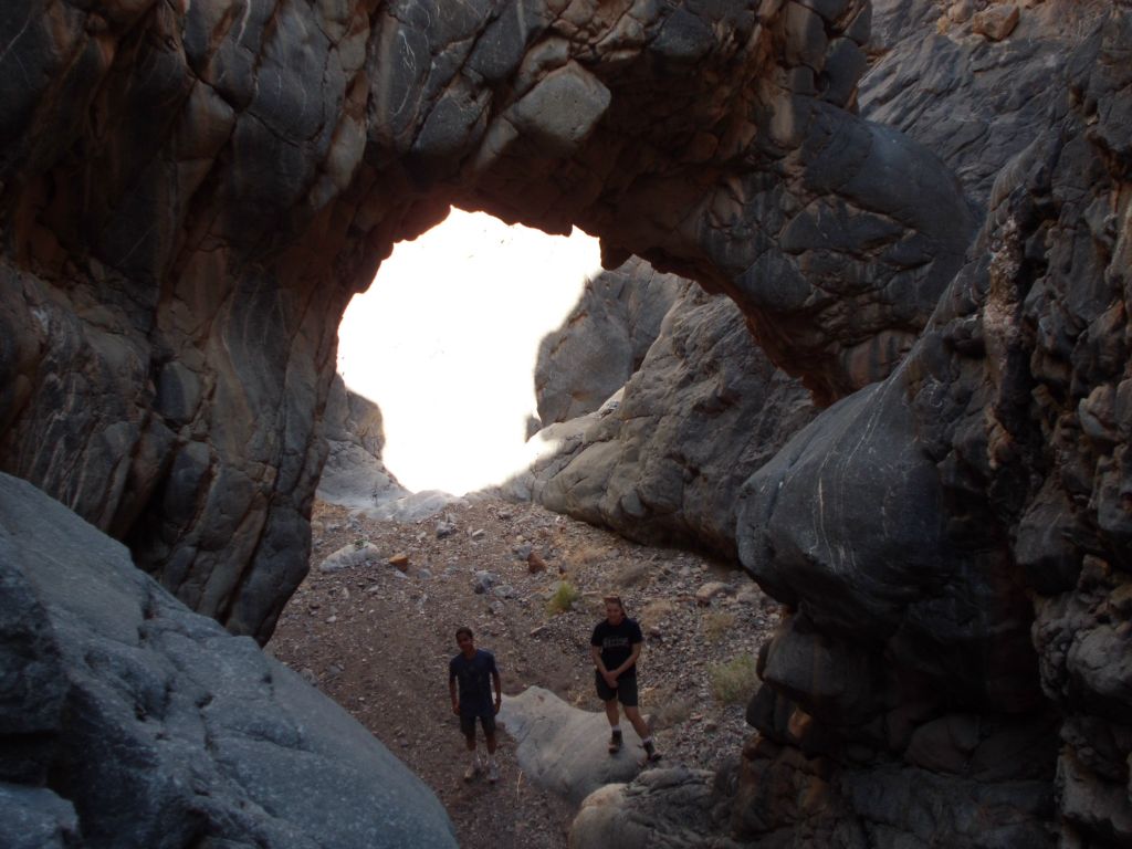 Arriving at the top of the 1st dry fall and looking down at Tiffany and Javan underneath Hidden Bridge in the next two pictures:
