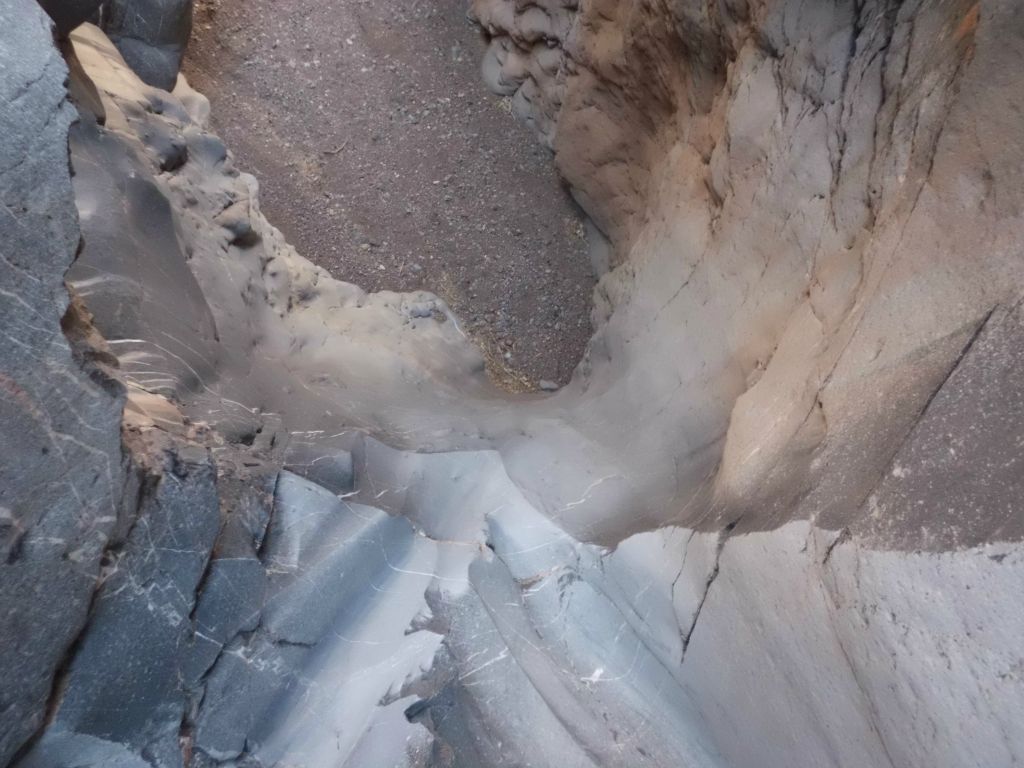 A higher view showing the entire 1st dry fall.  You can see why it is impossible to get up it from the bottom: