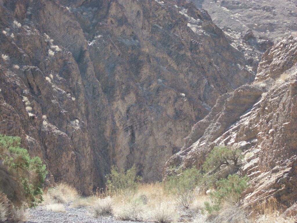 This picture shows the left side canyon walls in between the 2nd and 3rd Narrows.  Looking at this, you can see why we had trouble finding a bypass to get down here from the upper canyon.  The rock walls were too high and there were no safe routes: