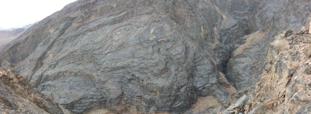 An incredible panoramic showing the slab of Slab Canyon and narrows from the eastern ridge:
