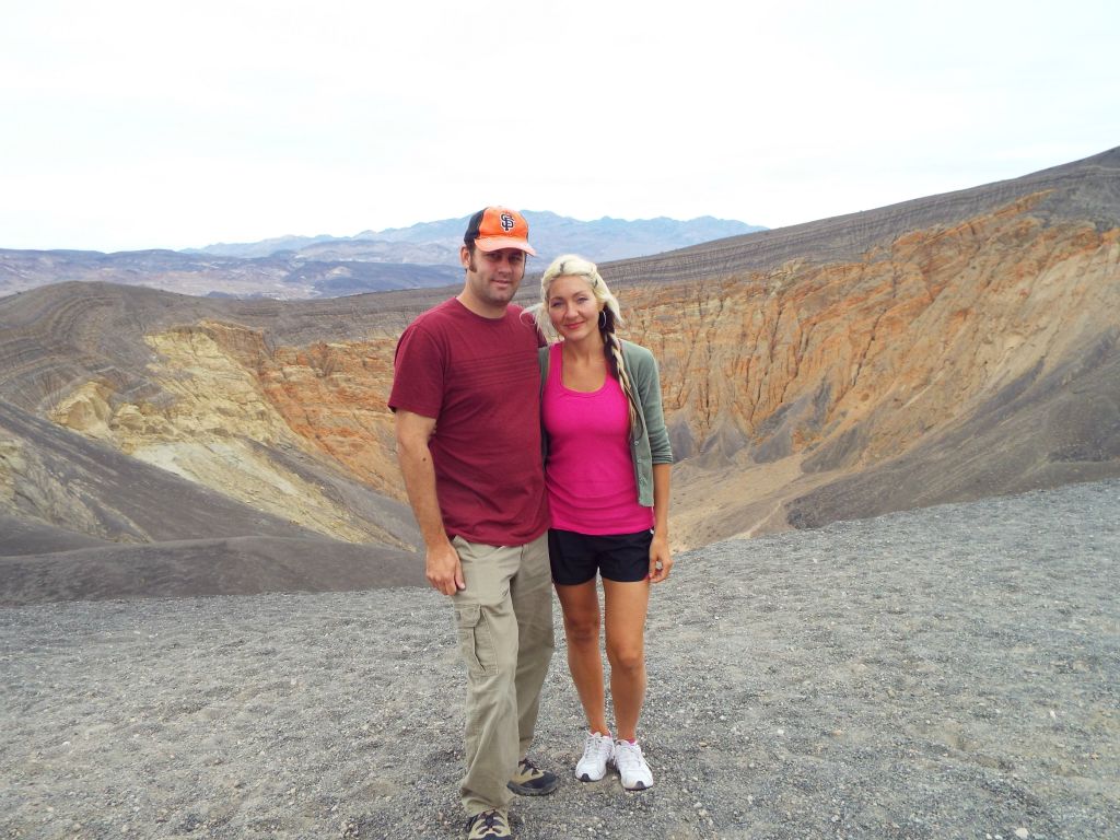 Two pictures of Steve and Daria taken at Ubehebe Crater on November 12, 2013: