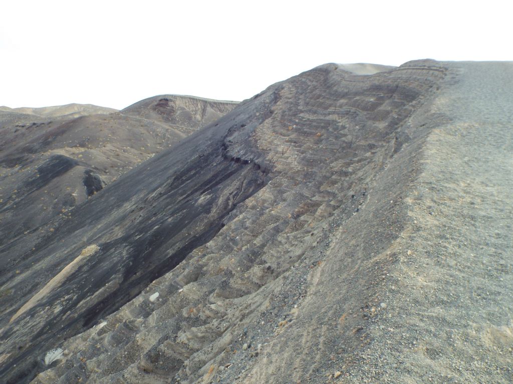 The first part of the climb is steep and it is slow going due to very loose volcanic gravel which you sink down into every step: