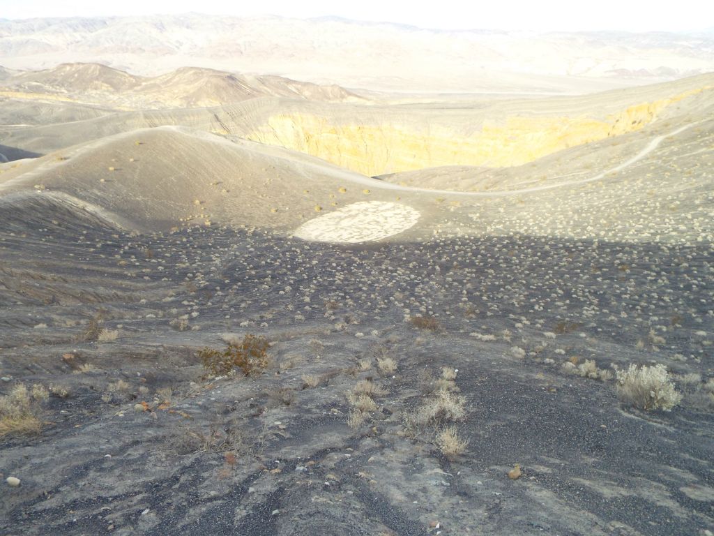This is looking down into one of the older craters which has an eroded eastern side: