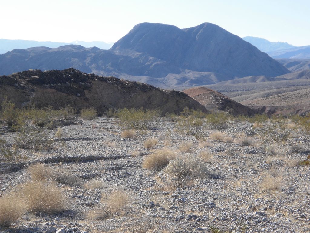 Looking back at a very prominent peak behind us which stands out tall: