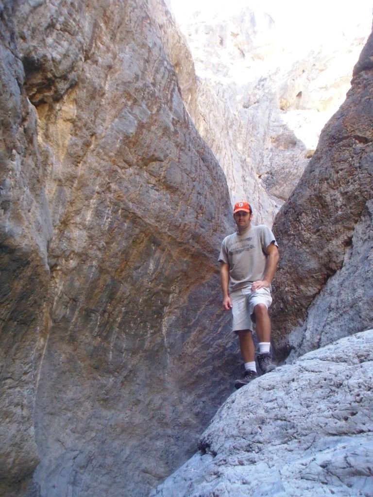 Two pictures of Steve in the 1st Narrows of Upper Big Fall Canyon: