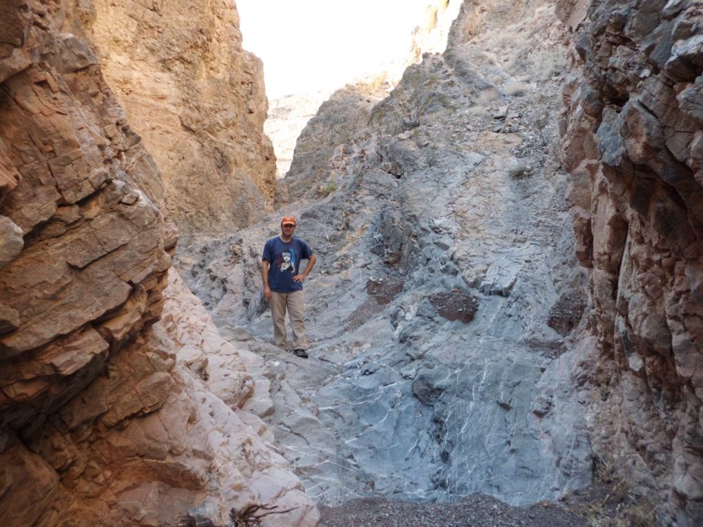 A picture of Steve heading down a basic dry fall: